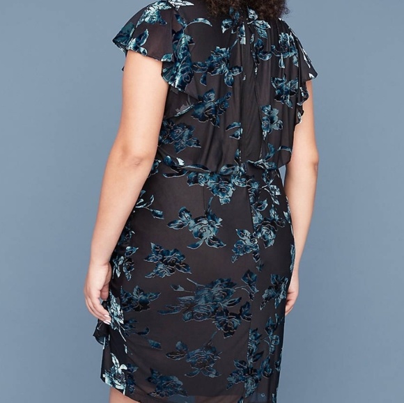 Blue velvet mix plus dress - Picture 3 of 3